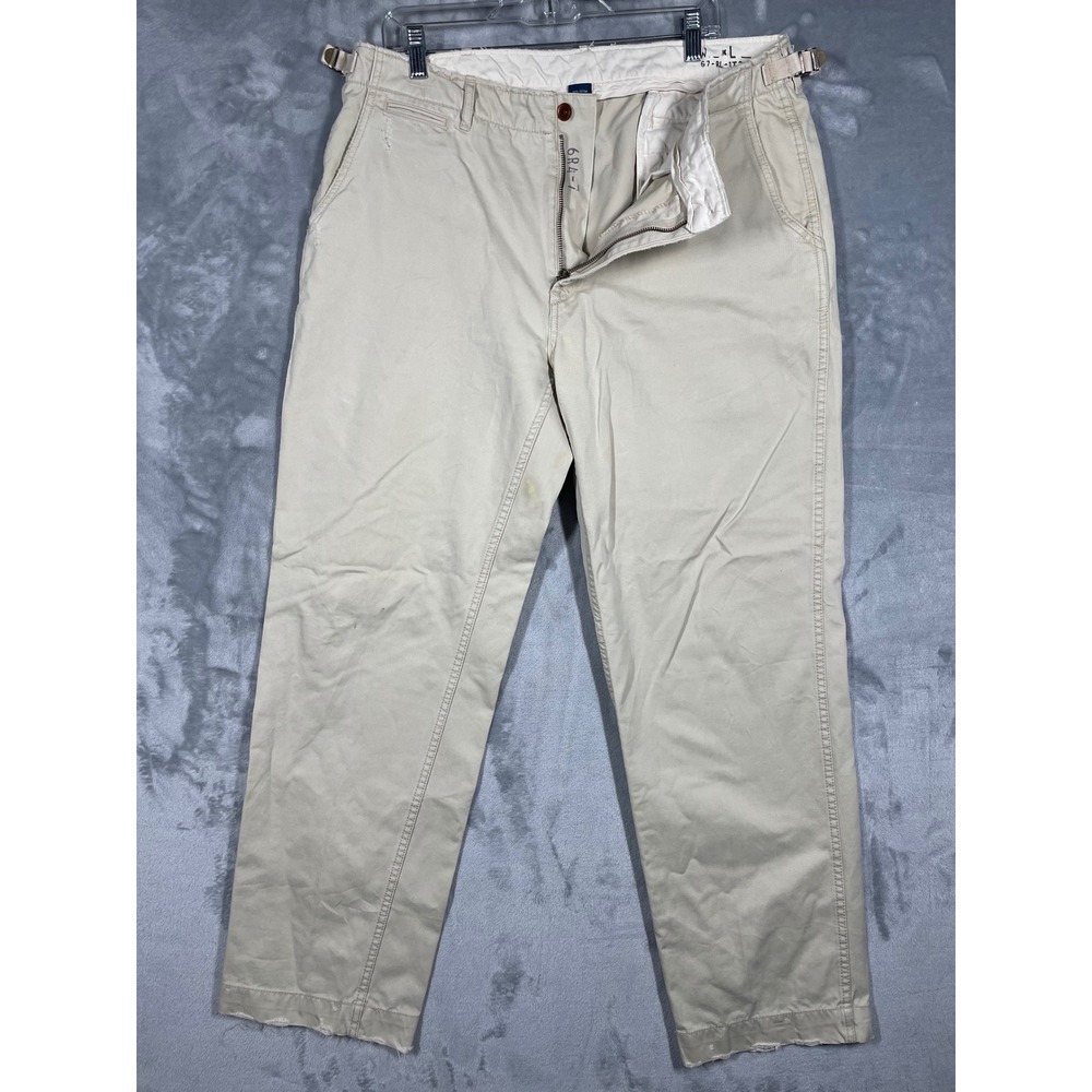 Polo Ralph Lauren Mens Tan Cotton Chino Trousers Cinch Waist Distressed 67-RL-1T